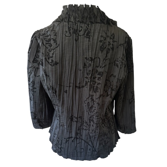 Harve Benard Women Top Size L Ruffle Crinkle Satin Goth Glam Romantic Whimsigoth - Picture 4 of 6